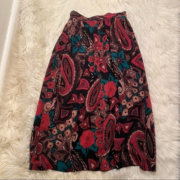 Vintage Cross Country Fashions Midi Skirt Paisley Floral - Picture 10 of 12